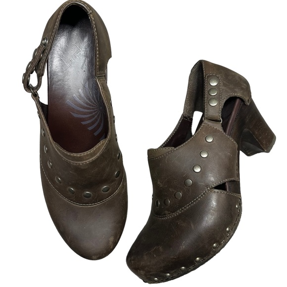 Dansko Ryder women’s brown leather studded heeled clogs Size 9 - Picture 5 of 11